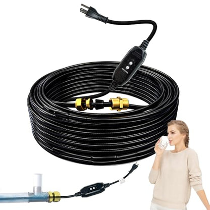 HEATIT Drinking Water In-Pipe Heat Cable Self-Regulating CSA Certified 25ft | Built-in GFCI plug increases protection during operation. Protects drinking pipes from freezing without external wrapping. - color: 25 Feet