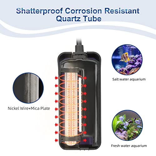 hygger Small Submersible Aquarium Heater 100W Mini Betta Fish Tank Heater with LED Display Adjustable Temperature for 10-20 Gallon Freshwater Saltwater Coral Reef Tanks - size: Medium