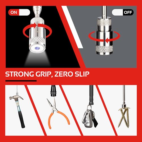 5PCS Magnetic Pickup Tool & Telescoping Inspection Mirror, Flashlight, Gifts for Men