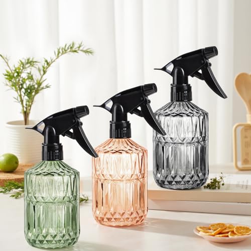 Glass Plant Mister Bottle - 13.5 oz Refillable Leak Proof Water Spray Bottle for Indoor Plants, Spring Gardening,Cleaning, Hair, Pets Care with Adjustable Mist Nozzle (Green) - color: Green