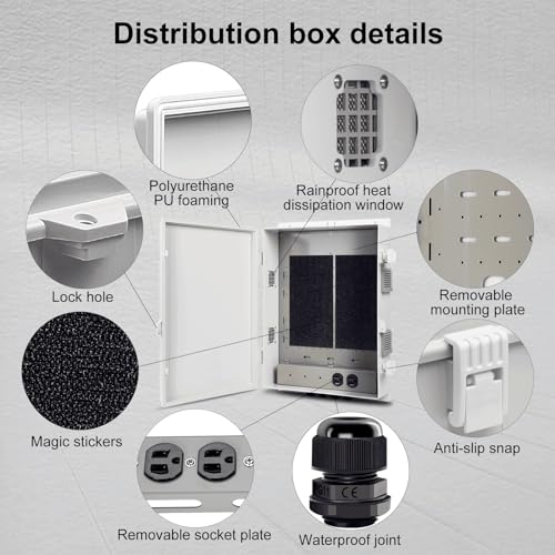 Namunanee Outdoor Electrical Junction Box with High Power Outlet, ABS Water Resistant Enclosure with Internal Mounting Panel & Hinged Cover. (18.1" H* 12.6" L* 4.3" W & Outlet) - size: 18.1"H x 12.6"L x 4.3"W & Outlet