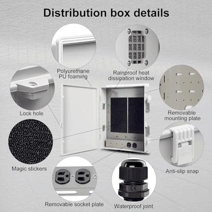Namunanee Outdoor Electrical Junction Box with High Power Outlet, ABS Water Resistant Enclosure with Internal Mounting Panel & Hinged Cover. (18.1" H* 12.6" L* 4.3" W & Outlet) - size: 18.1"H x 12.6"L x 4.3"W & Outlet