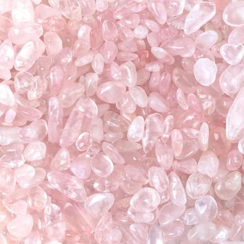 Rose Quartz Crystals, 1LB Pink Crushed Rose Quartz Chips Bulk | Assorted Succulent Rocks, Plant Gravels, Aquarium Fish Tank Gravel, Vase Filler - color: Pink