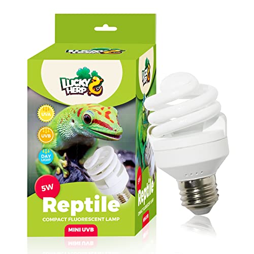 LUCKY HERP Mini UVA UVB Reptile Light 5.0 5W, UVB Bulb for All Tropical and Sub Tropical Reptiles, Compact Fluorescent Reptile UVB Bulb for Chameleons, Turtle, Gecko, Lizard, etc. - style: UVB5.0 5W