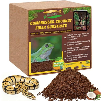 10LBS Coconut Fiber Substrate, Premium Coco Coir Reptile Substrate | 100% Coconut Husk Terrarium Bedding for Reptiles, Tortoise, Bearded Dragon, Gecko, Snake, Hermit Crabs, Frogs, Tarantula - color: 1pcs-10lbs