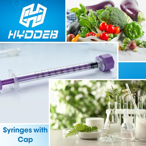 1ml/cc Syringes with Cap - Plastic Syringe for Liquid, Feeding, Pack of 50 | Purple , Individually Wrapped - size: 1ml syringe with cap