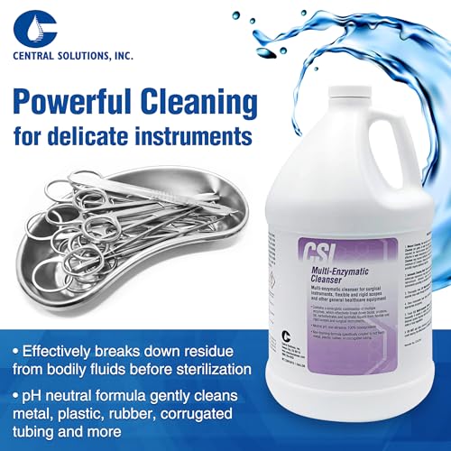 CSI Central Solutions Multi Enzymatic Cleanser - Hospital Grade Medical Instrument Cleaner for Presoak and Manual Processing, 1 Gal, 4 Pack - Original - style: Original 4-Pack