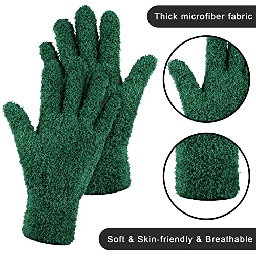 Patelai 3 Pairs Microfiber Dusting Gloves for Plants Leaf, Medium | Brown, Dark Green, Dark Red, Plant Cleaning Gloves, Reusable Washable Gloves,House Furniture Blinds Dusting - color: Brown, Dark Green, Dark Red, size: Medium