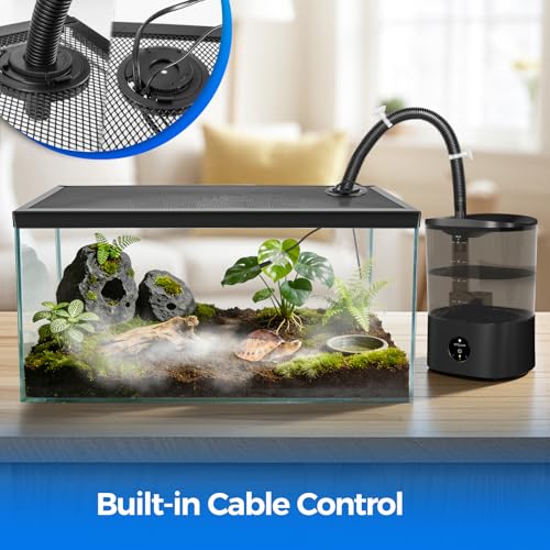 REPTI ZOO Terrarium Screen Cover with Cable Control for Reptile & Aquarium Tank, 24x12 inch Durable Steel Frame & Mesh Top for Reptile & Turtle & Fish Tank - size: 24x12 inch