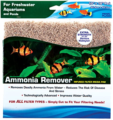 Penn-Plax Ammonia Reducer Aquarium Filter Media Pad – Easy to Cut into Any Size Your Filter Requires – 10” x 18” - size: 10" x 18", style: Ammonia Reducer