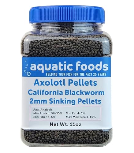 Axolotl Blackworm Pellets. 2mm-1/16 Sinking California Blackworm Small Pellets for Small Axolotl, Frogs, Shrimp, Salamanders, Newts, Snails…11oz Jar - size: 11 Ounce (Pack of 1)
