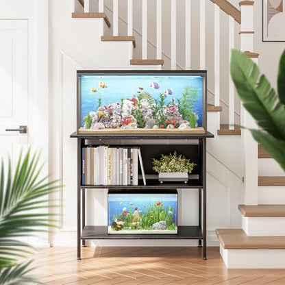 APPOLYN 40-50 Gal 3-Tier Aquarium Stand Fish Tank Stand, Black | 36.6"Lx18.9"Wx31.5"H, Heavy Duty Metal Frame, Turtle Reptile Terrarium Tank Stand, Living Room, Reception Room, Office - color: Black, size: 40-50 Gallon