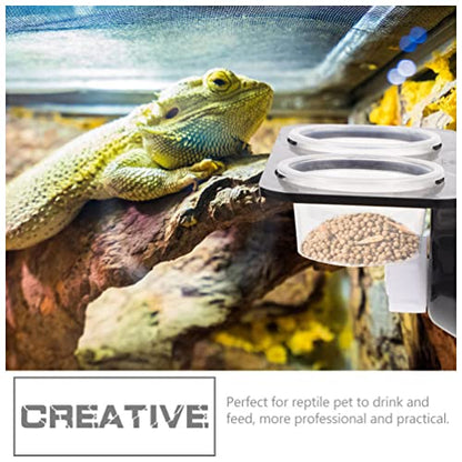 Mipcase Suction Cup Reptile Feeder Reptile Ledge with 20 Cups Double Grid Feeding Food Water Bowl Worm Dish Gecko Feeder Bowl Ledge for Lizard Bearded Dragon 1 Set Gecko Food s