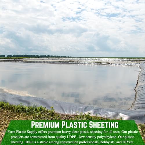 Farm Plastic Supply Hydroponics 6 mil Black Plastic Sheeting - Hydroponic Growing Kit, Hydroponic Liner, Hydroponics, Hydroponic Growing, Pond Liner, Black Plastic Sheeting (20' x 40') - size: 20' x 40'
