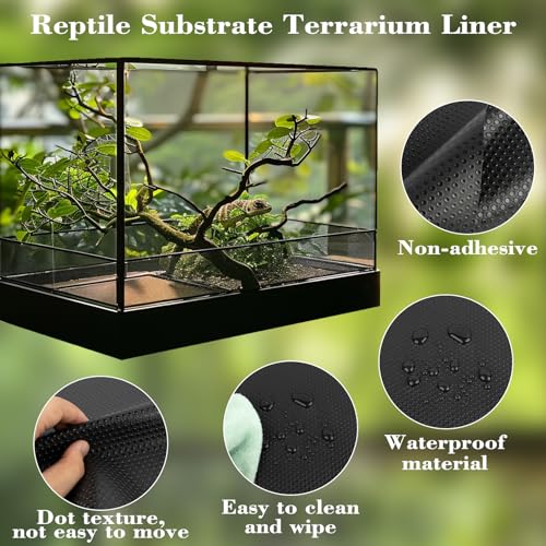 MAQIHAN Reptile Mat for Bearded Dragon Tanks - 6.5 FT Bearded Dragon Carpet | Black Terrarium Liner, Reptile Flooring, Tank Substrate for Leopard Geckos, Snakes, Tortoises and Lizards