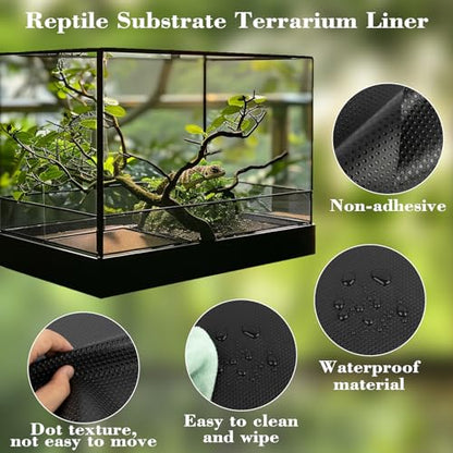 MAQIHAN Reptile Mat for Bearded Dragon Tanks - 6.5 FT Bearded Dragon Carpet | Black Terrarium Liner, Reptile Flooring, Tank Substrate for Leopard Geckos, Snakes, Tortoises and Lizards