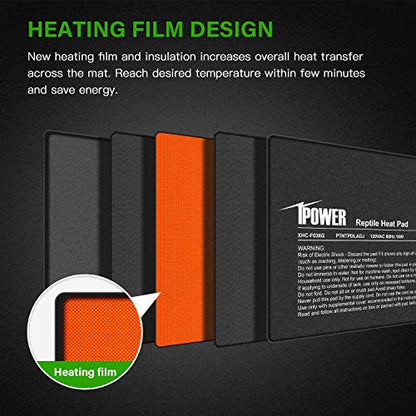 iPower 8"x12" Under Tank Warmer Heating Pad Terrarium Heat Mat with Temperature Adjustable Controller, Thermometer and Hygrometer with Temperature and Humidity Probe for Amphibian and Reptile - size: 8 X 12 Inch, style: Adjustable Pad + Thermo & Hygromete
