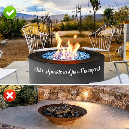 10 Pounds Fire Glass 1/2 Inch High Reflective Tempered Firepit Glass | Pacific Blue Rocks for Fireplace, Fire Pit Table, Fire Bowl and Landscaping & DIY Crafts - color: Pacific Blue, size: 1/2 inch, 10lb