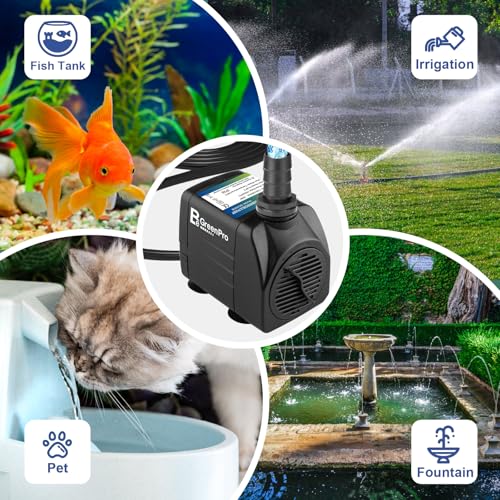 550GPH Submersible Water Pump(2000L/H 30W), Adjustable Ultra Quiet Fountain Pump with 4 Nozzles 7.2ft High Lift for Aquarium, Fish Tank, Pond, Waterfall, Outdoor, Hydroponics - size: 550GPH