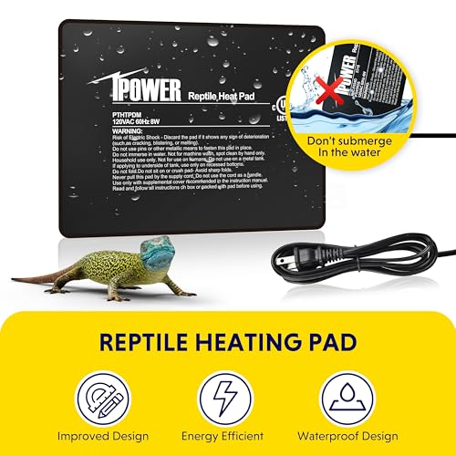 iPower 6x8 Inch Reptile Heating Pad with LCD Digital Aquarium Thermometer, Under Tank Heater Warmer Heat Mat for Turtles, Lizards, Frogs, Snakes - color: Black/Heat Pad + Thermometer, size: 6" x 8"