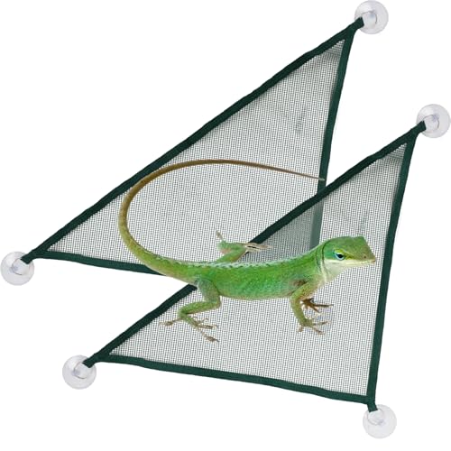 2Pcs Green Axolotl Hammock for Aquarium, Breathable Mesh Reptile Hammock Tank Accessories for Bearded Dragons, Lizards, Geckos and Snakes