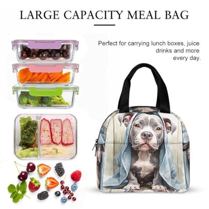 Funny Pit Bull Dog Lunch Bag for Women Men | Insulated Lunch Box Leakproof Food Meal Containers Reusable Foldable 6L Capacity Lunch Tote Bags for Work Picnic Travel - color: style-7