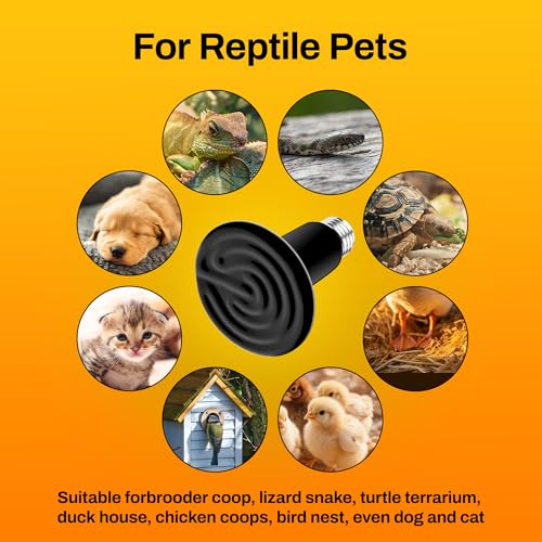 BN-LINK 150W Reptile Heat Lamp 2-Pack, Ceramic Heat Emitter Bulbs, No Light Heat Lamp for Reptiles, Chickens, Lizard, Turtle, Snake