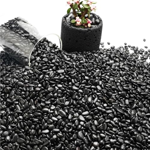 NUPICK 12lb River Rocks for Plants Indoor, Black Pebbles for Vases Fillers | 1/5 Inch Decorative Pea Gravel for Fish Tank, Natural Polished Stones for Succulent, Bonsai, Landscaping, Bird Baths - color: BLACK, size: 12Lb(1/5")