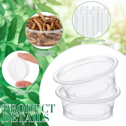 1000 Pcs 0.5 oz Gecko Feeding Cups Small Gecko Food and Water Cups Reptile Feeding Bowls Plastic Bearded Dragon Food Bowl for Lizard Small Pet Ledge Accessories (Transparent) - color: Transparent