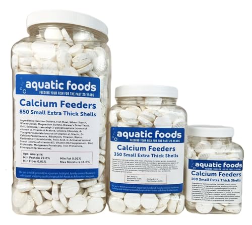 Calcium Enriched Food Shells, Small Extra Thick Shells for Shrimp, Snails, Crabs, Crayfish, Hermit Crabs Plecos, Catfish, Bottom Fish, All Tropical Fish.…100 Count Jar