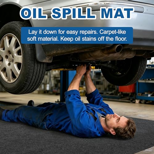 Oil Spill Mat 29" x 36" - Premium Felt + Waterproof Backing Contains Liquids Oil Absorbent Pads Washable Reusable Non-Slip for Motorcycle Trash Cans Gardening Tools Spot Maintenance Protection - size: 2'5" x 3'