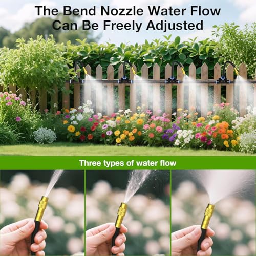 Drip Irrigation System with Brass Nozzles – 2026 Upgrade 200FT Garden Watering Kit with 36Pcs 360° Adjustable Misting Sprinklers Quick Connect Fittings for Raised Beds, Lawn, Patio - size: 200ft + 36 pcs nozzles and connectors