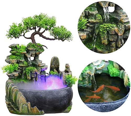 Indoor Relaxation Desktop Fountain Waterfall, Zen Meditation Indoor Waterfall Feature with Automatic Pump, Illuminated Waterfall for Home Office Bedroom Desk Décoration (Style 1) - style: Style 1