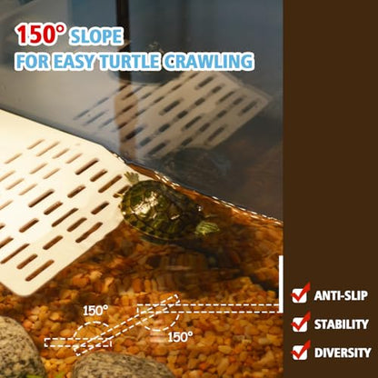 SHIGATSU 2IN1 Turtle Basking Platform Suction Cup for Turtle Tank Habitat | PP material safe plastic food bowl feeder amphibians frogs tortoises aquarium fish tank basking area sunning dock
