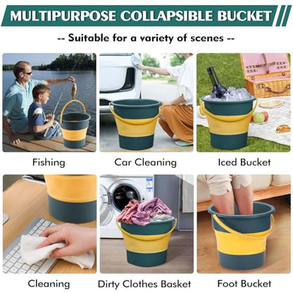 Collapsible Bucket 4.5 Gallon/17L Large Plastic Household Cleaning Mop Buckets Foldable Water Bucket for Car Wash Fishing Camping Beach (Blue) - color: Blue