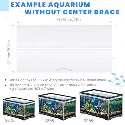 Sieral Aquarium Lids Canopy Set, 30 x 12 Inch, Clear, 1 Pcs | Polycarbonate Greenhouse Panels, 29 x 11.38 x 0.24 In, for 20/29/37 Gallon 30" x 12" Aquarium without Center Brace - color: Clear, size: 30 x 12 Inch