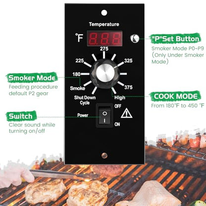 Control Panel Replacement for Traeger BAC236 Controller Digital Elite Thermostat BAC365 Wood Pellet Smoker with 7" RTD Temperature Probe Sensor BAC194 Grill Accessories - color: Black