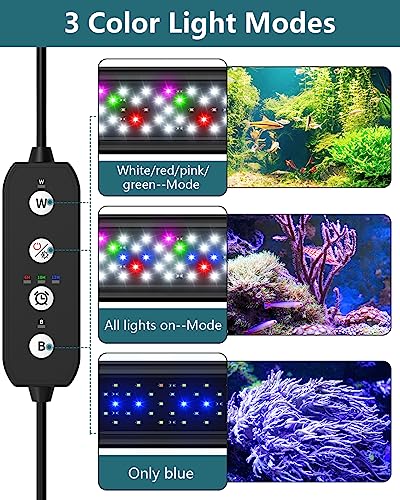 SEAOURA LED Aquarium Light for Plants & Fish Tank with Timer, 30-36 Inch | WRGBP Full Spectrum Aquarium Plant Light for Freshwater Tank, 10 Dimmer, Extend Brackets, Daylight, Moonlight, Auto On/Off - size: for 30-36 inch tank