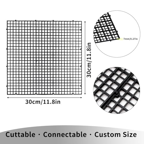 12 PCS 11.8"×11.8" Fish Tank Divider – Egg Crate Plastic Grid Panels for Aquarium Separation, Rock Support, DIY Filtration Platforms & Bottom Protection (Black)