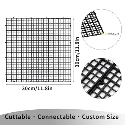 12 PCS 11.8"×11.8" Fish Tank Divider – Egg Crate Plastic Grid Panels for Aquarium Separation, Rock Support, DIY Filtration Platforms & Bottom Protection (Black)