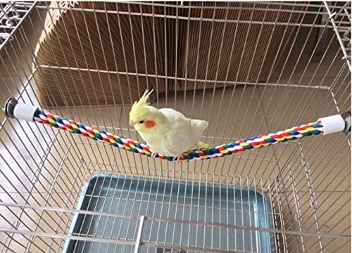 Bird Rope Perches,Parrot Toys 21 inches Rope Bungee Bird Toy (21 inches)[1 Pack] - size: 21 inches