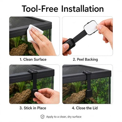 6 Pack Reptile Terrarium Lid Locks, Adhesive Screen Cover Clips for Snake, Gecko, Lizard and Turtle Enclosures, White - color: 6 Pcs White-Long