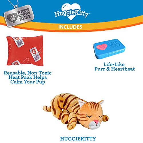 HuggieKitty by Pets Know Best- Cuddly Cat Toy, Soothing Sound & Warmth Help Relax & Comfort Your Pet- Purr & Heartbeat, Heating Pack- Orange - color: Orange