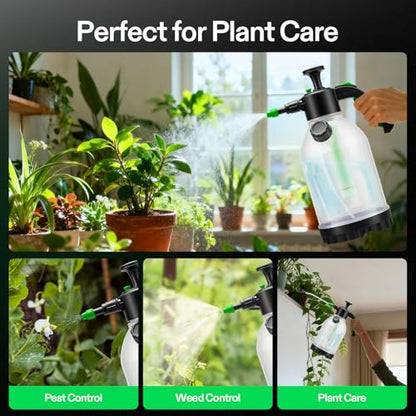 VIVOSUN 70oz Pump Sprayer, Portable Water Spray Bottle | for Spraying Plants, Flowers, Weeds and Cleaning, Hand Pump with Side Filling Port, Measuring Cup, Adjustable Nozzles - size: 70oz