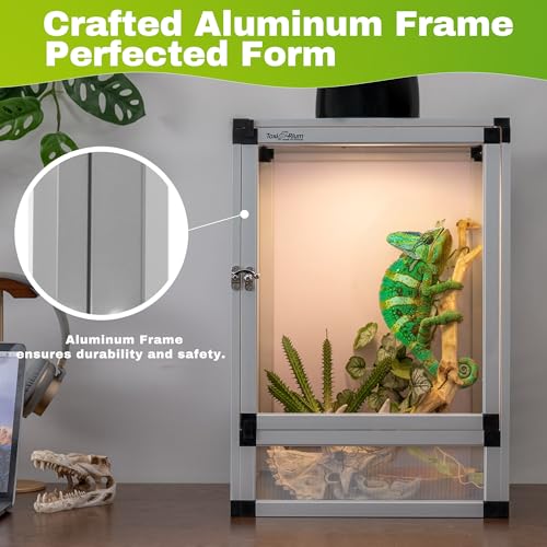Jumping Spider Enclosure, Small Reptile Cage Hatching Habitat, Toxirium 8" x 8" x 12" Screen & Acrylic Doors, Ventilated Terrarium for Lizards, Snakes, Frogs, Easy Assembly, Two Doors