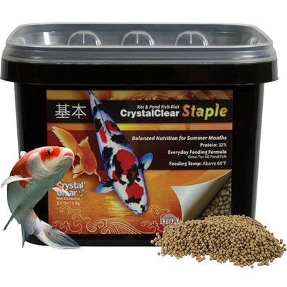 CrystalClear Staple Pond Fish Food for Koi & Goldfish, 2.2 Pound Bag | Protein packed floating pellets for summer nutrition with easy digestion to support healthy growth and vitality - size: 2.2 Pound (Pack of 1)