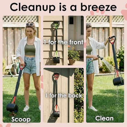 33" Pooper Scooper 2 Pack, XL Tall Handle No Touch Dog Pooper Scooper for Large Small Dogs, Durable Spring & Lightweight, Large Pooper Scooper for Dogs Heavy Duty, Portable Dog Poop Pick Up Tool