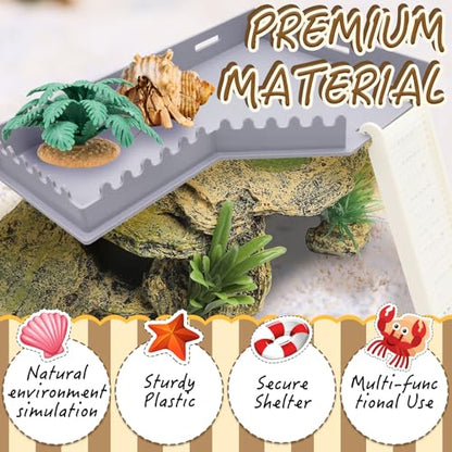 Hermit Crab L-Shaped Platform with Ladder Hermit Crab Climbing Toys, Habitat Tank Accessories, Reptile & Hamster Activity Platform - color: Gray