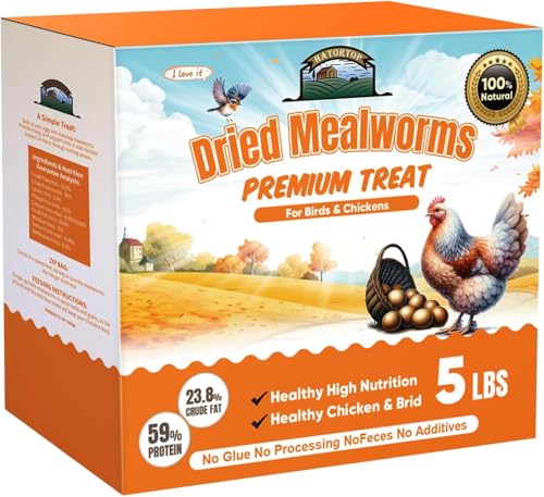 5LB Dried Mealworms, Non-GMO Meal Worms for Chickens & Birds, High Protein Chicken Feed, Natural Chicken Worms Ideal for Wild Birds, Reptile Tasty Bird Food