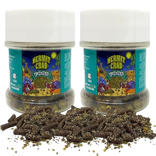 Needzo Hermit Crab Food Bottles for Refill, All in One Natural Supplies and Habitat Necessities for Crabs, Two Ounces Each, 2 Pack
